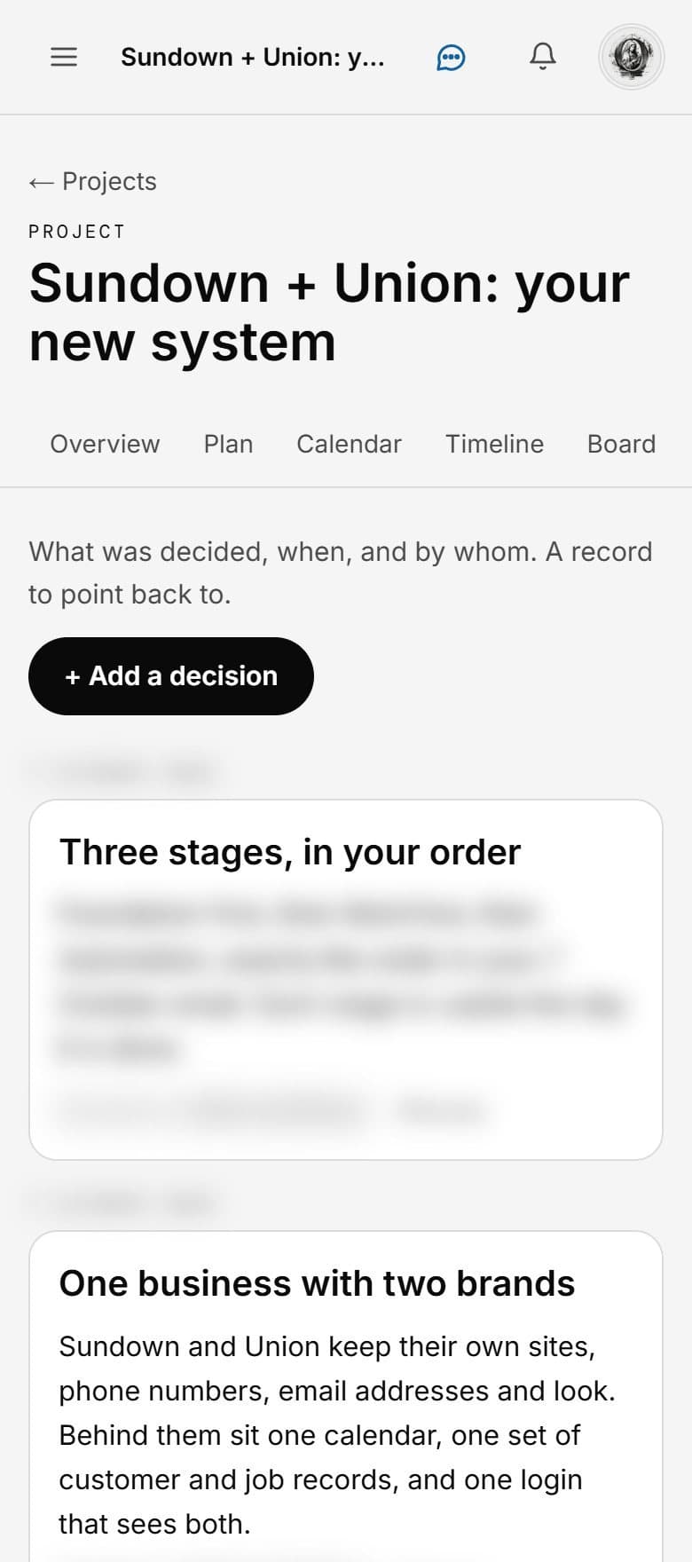 The decisions record on a phone